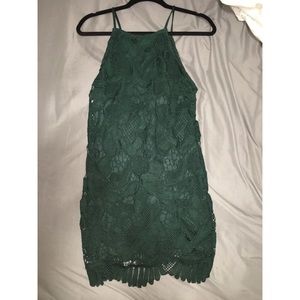 Green lace halter dress